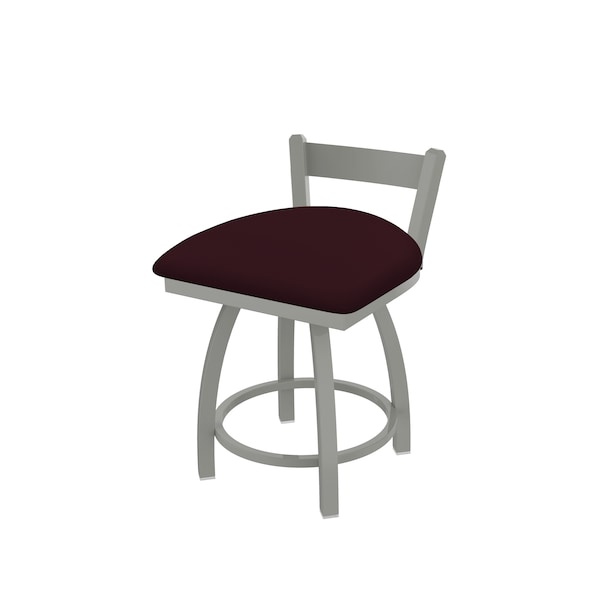 18" Low Back Swivel Vanity Stool, Nickel Finish, Canter Bordeaux Seat